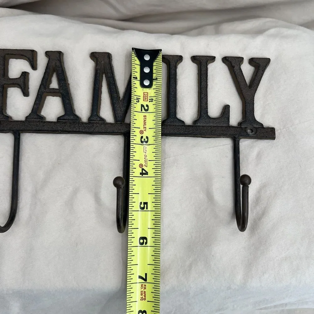 Family Wall Mount‎ Key Coat Accessory Hook 3 Spots 9 by 6 Inches Metal